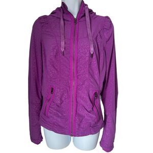 Zella Lightweight Hooded Purple zipper long Sleeve Jacket size S